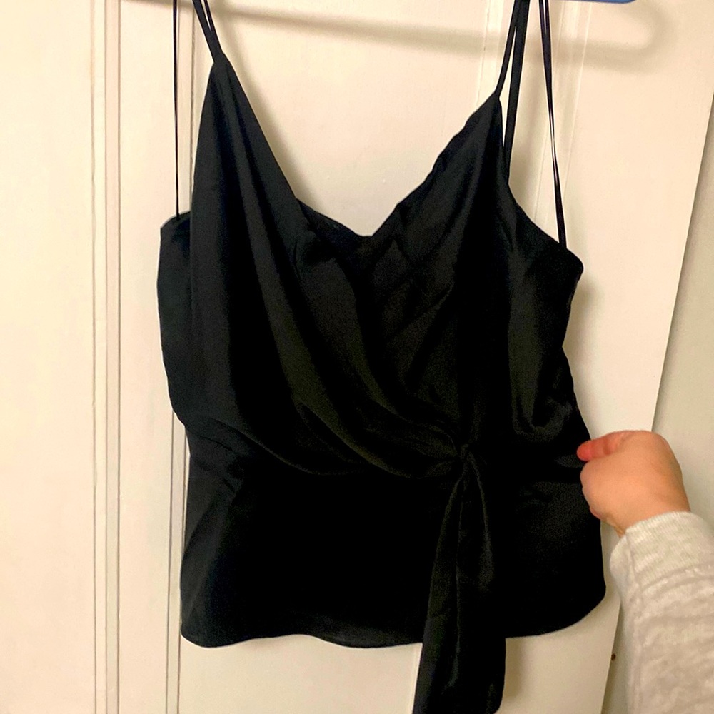BNWT - Black wrap, spaghetti strap tank top